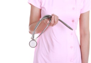 stethoscope with nurse isolated on white background